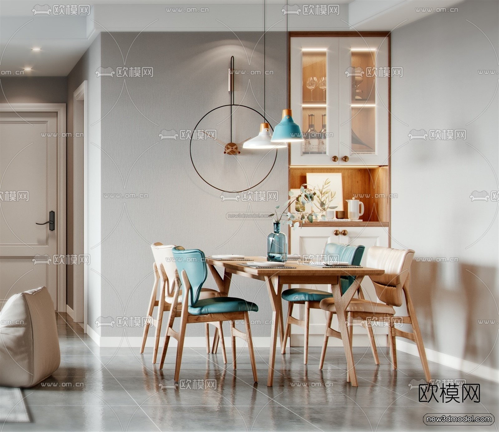 Nordic Style Interior 3D Blocks – Living Room 3D Model – 207 – VRAY - thumbnail 3