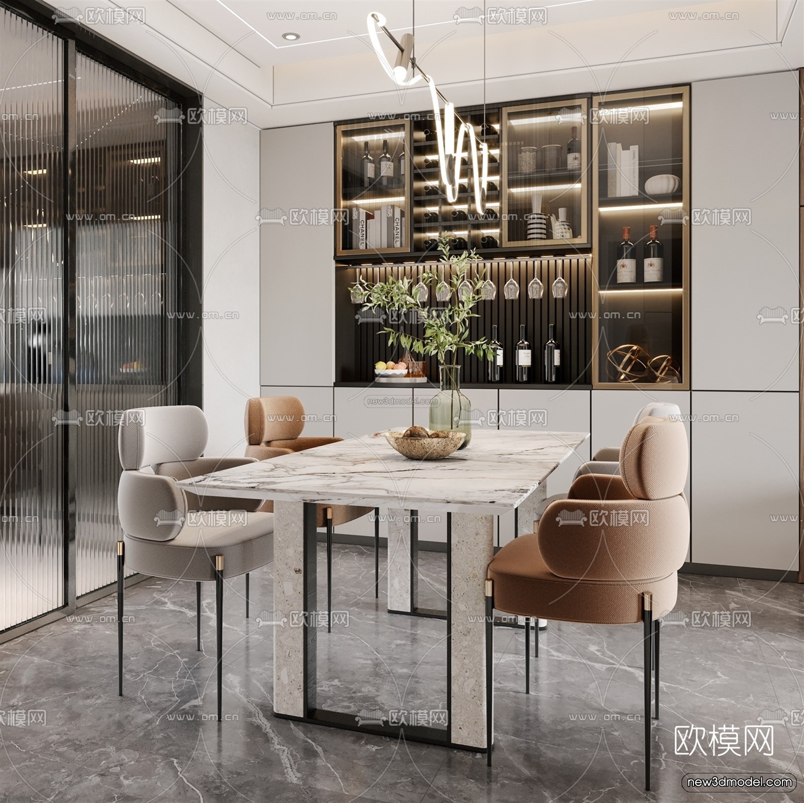 Luxury Style Interior 3D Blocks – Living Room 3D Model – 050 – VRAY - thumbnail 3