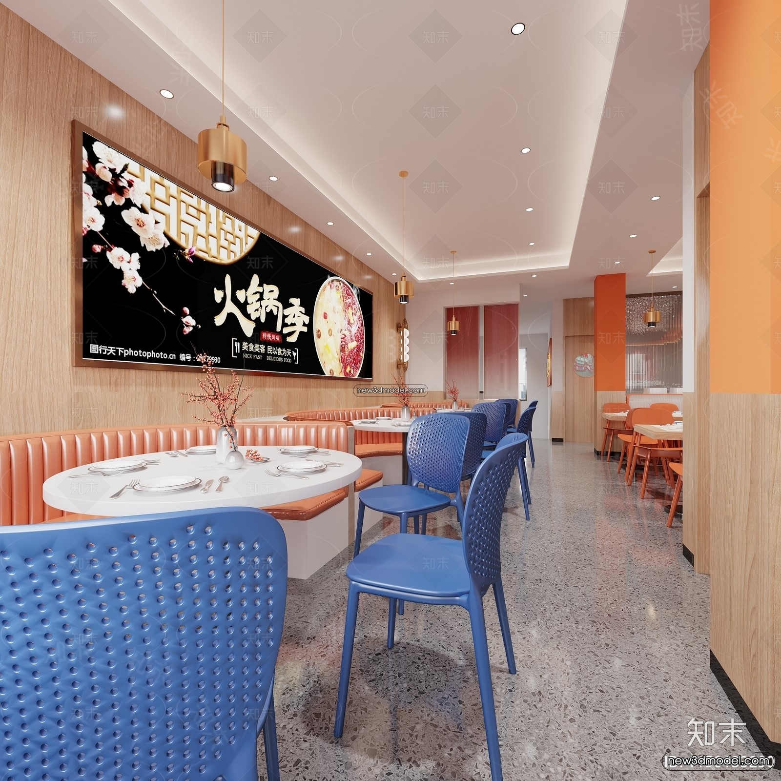 Restaurant and Fastfood 3D Scene – 3D Blocks – 108 – CORONA - thumbnail 2