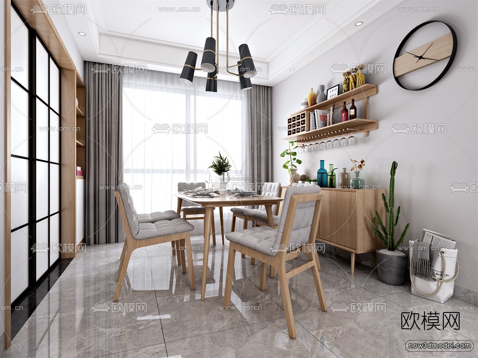 Nordic Style Interior 3D Blocks – Living Room 3D Model – 217 – VRAY - thumbnail 2