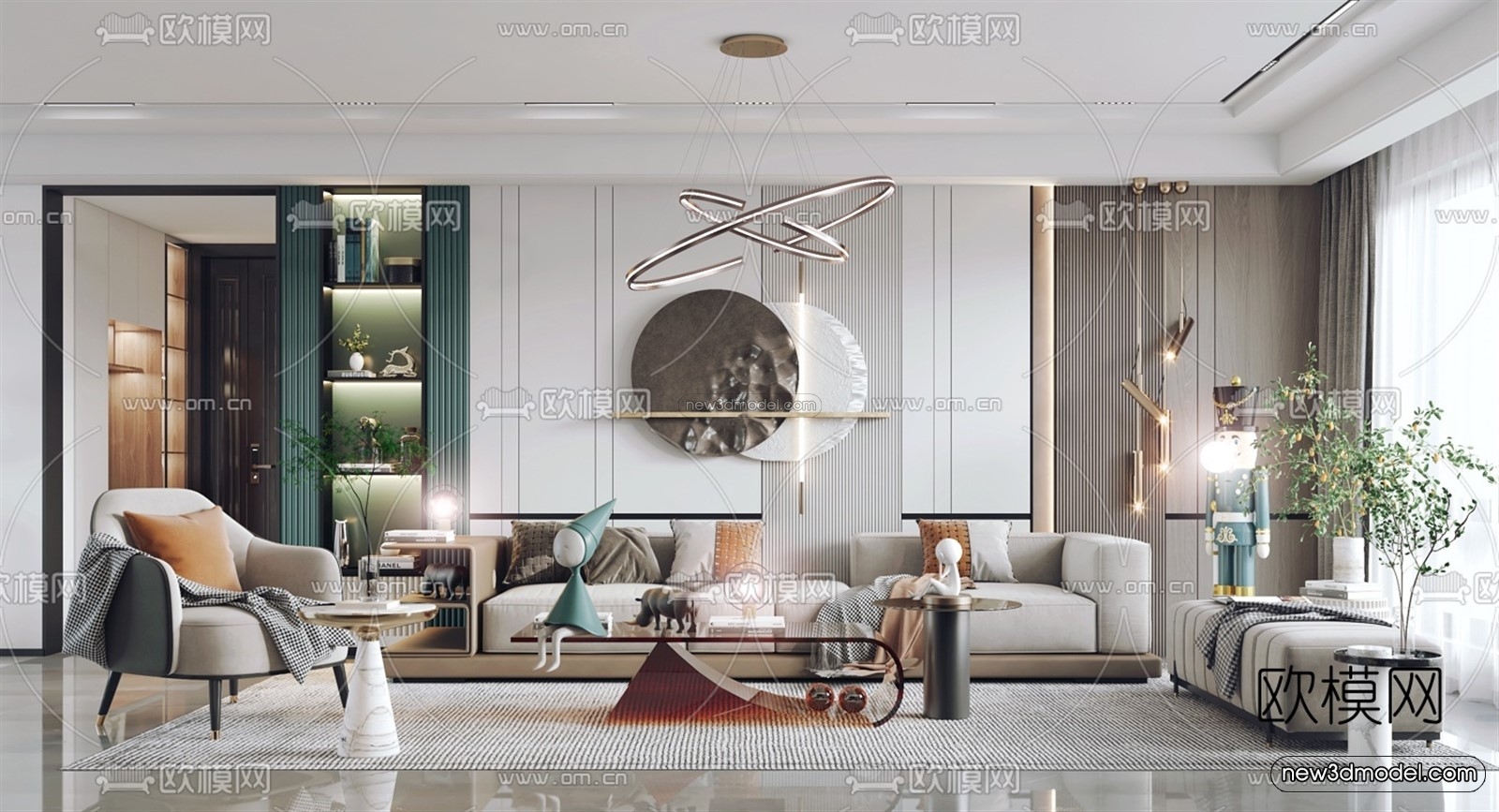 Luxury Style Interior 3D Blocks – Living Room 3D Model – 053 – VRAY - thumbnail 3