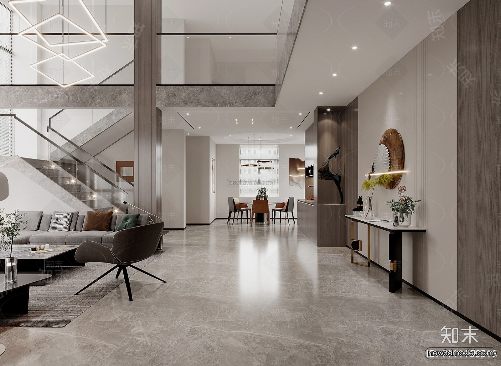 Modern Style Interior 3D Blocks and 3D Models – Living Room 3D Scene – 256 – CORONA - thumbnail 3