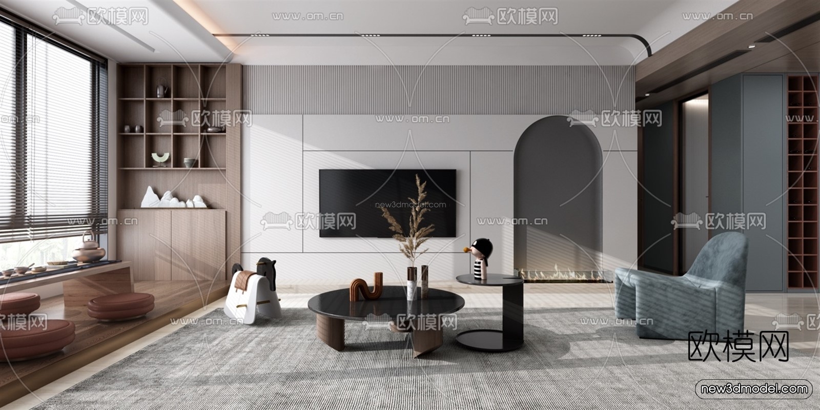 Luxury Style Interior 3D Blocks – Living Room 3D Model – 053 – VRAY - thumbnail 2