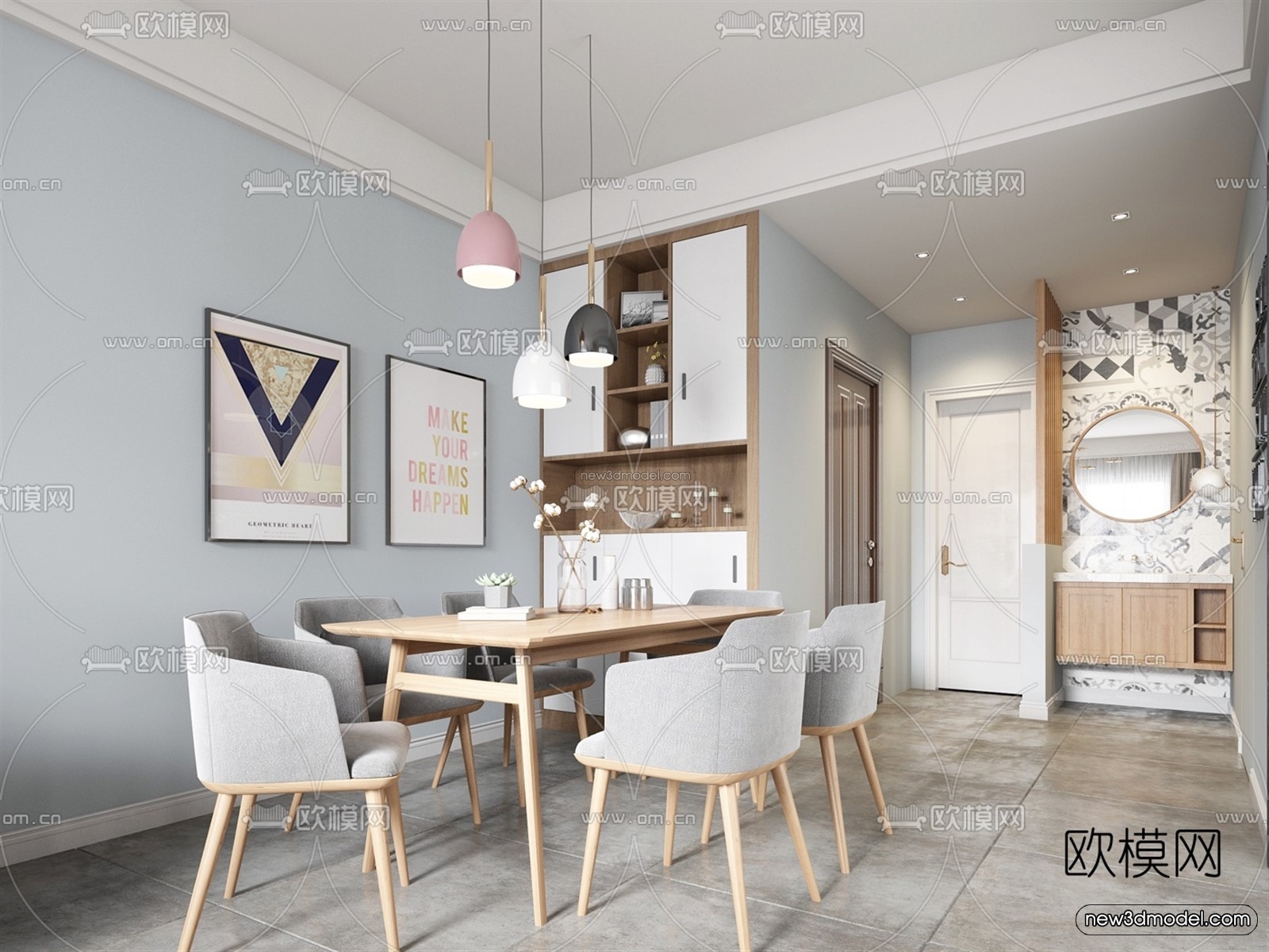 Nordic Style Interior 3D Blocks – Living Room 3D Model – 224 – VRAY - thumbnail 2