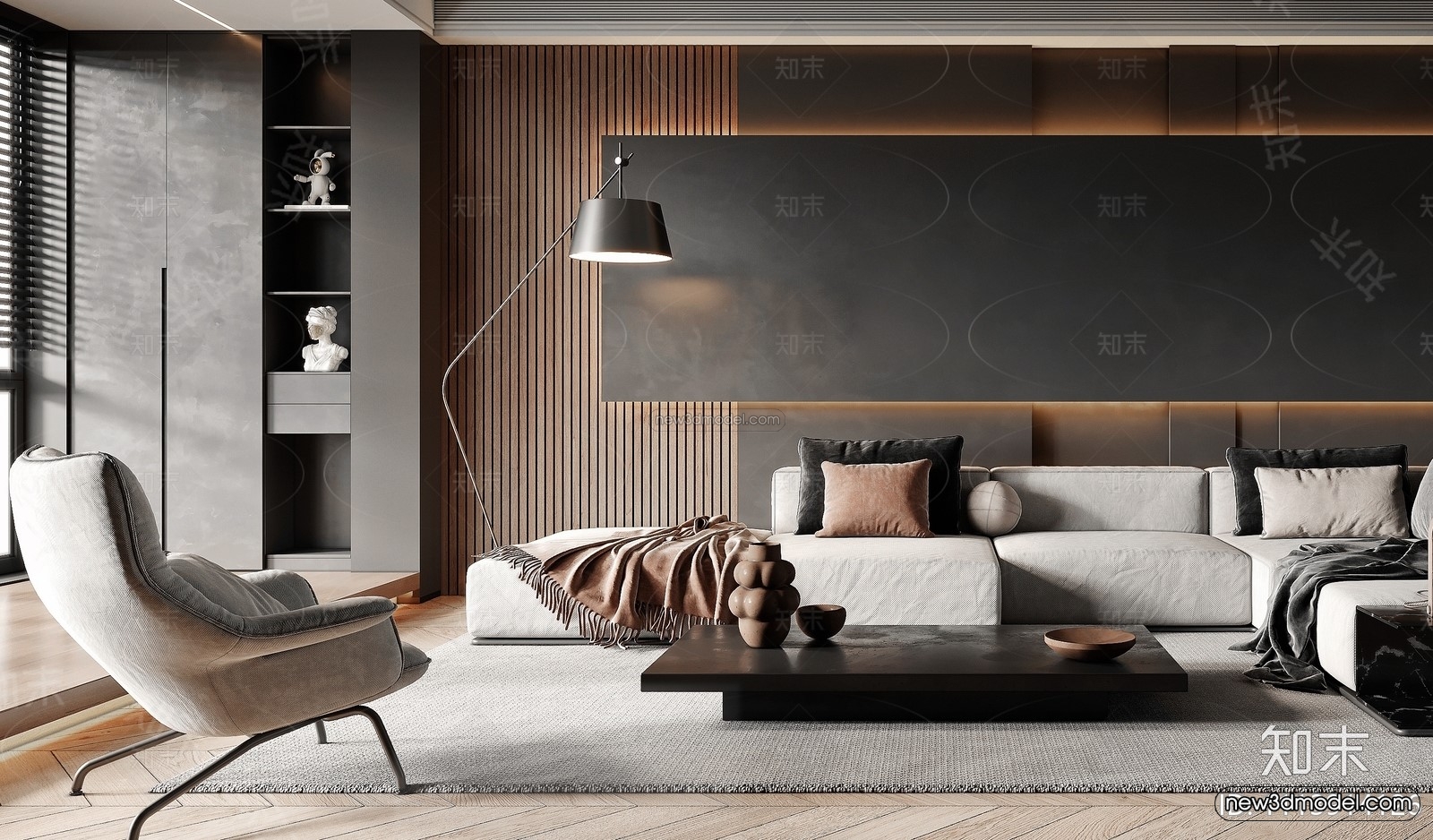 Modern Style Interior 3D Blocks and 3D Models – Living Room 3D Scene – 259 – CORONA - thumbnail 3