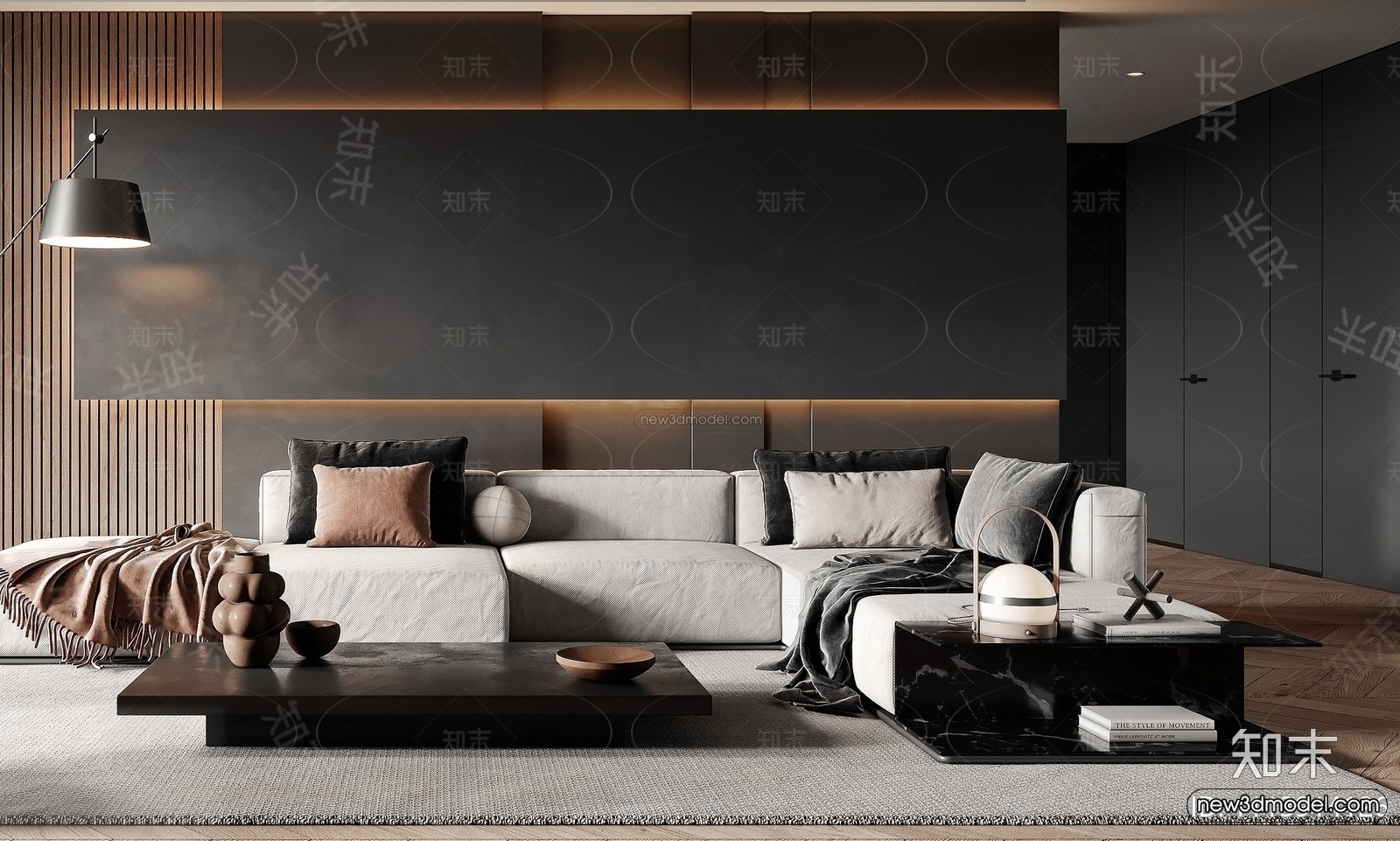 Modern Style Interior 3D Blocks and 3D Models – Living Room 3D Scene – 259 – CORONA - thumbnail 2