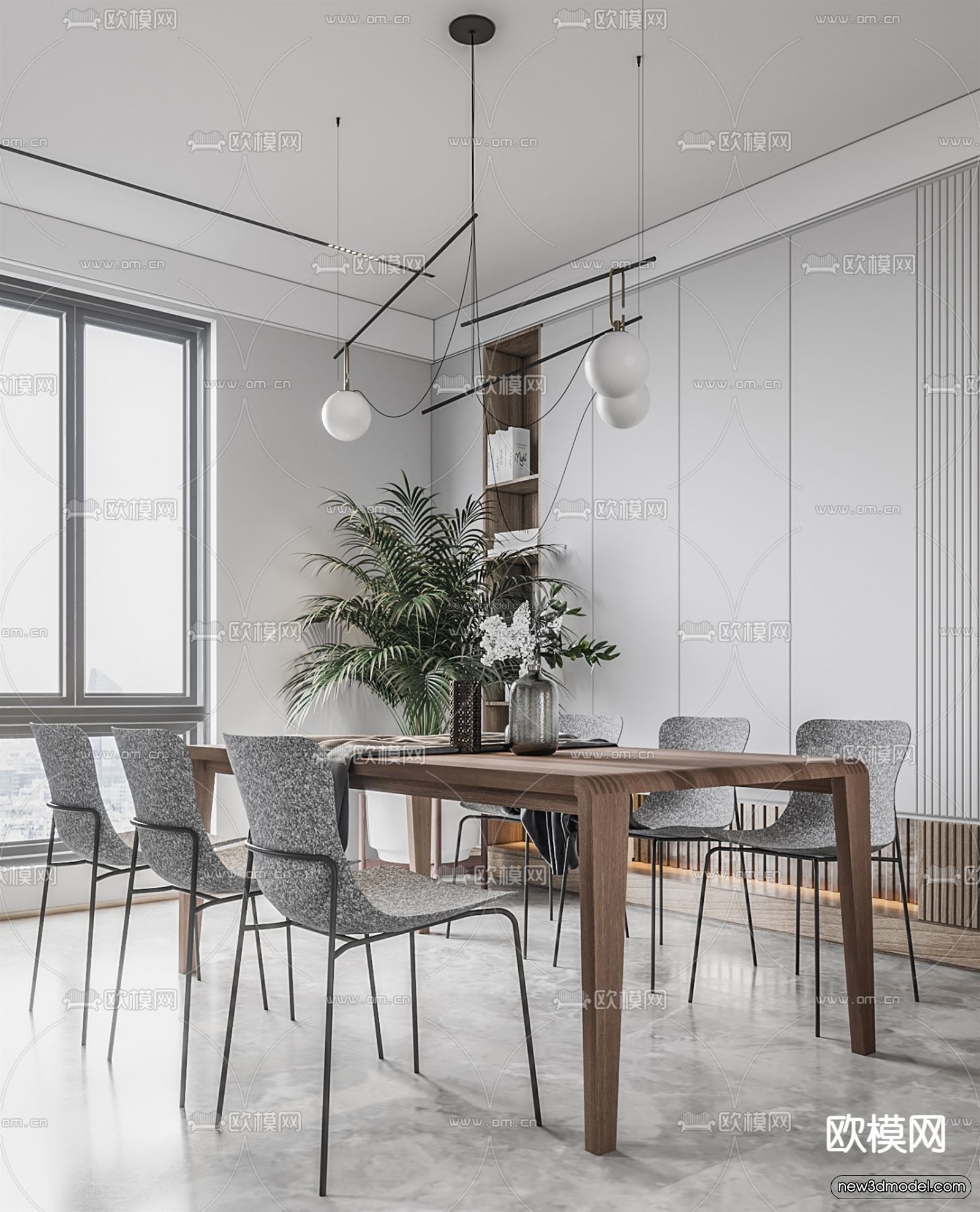 Black – White – Gray Colors Interior 3D Blocks – Living Room 3D Scene – 032 – VRAY - thumbnail 4