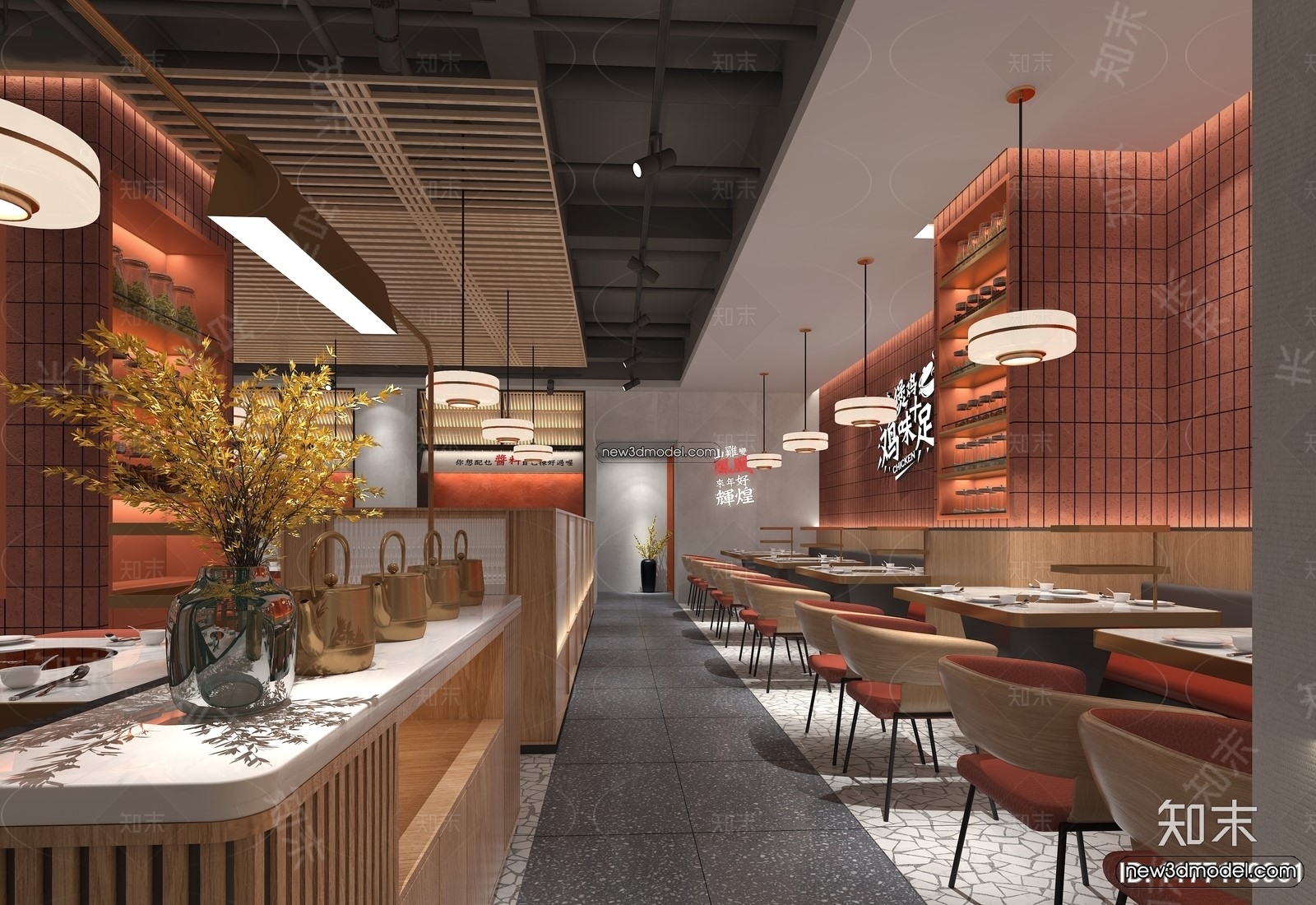 Restaurant and Fastfood 3D Scene – 3D Blocks – 111 – VRAY - thumbnail 2