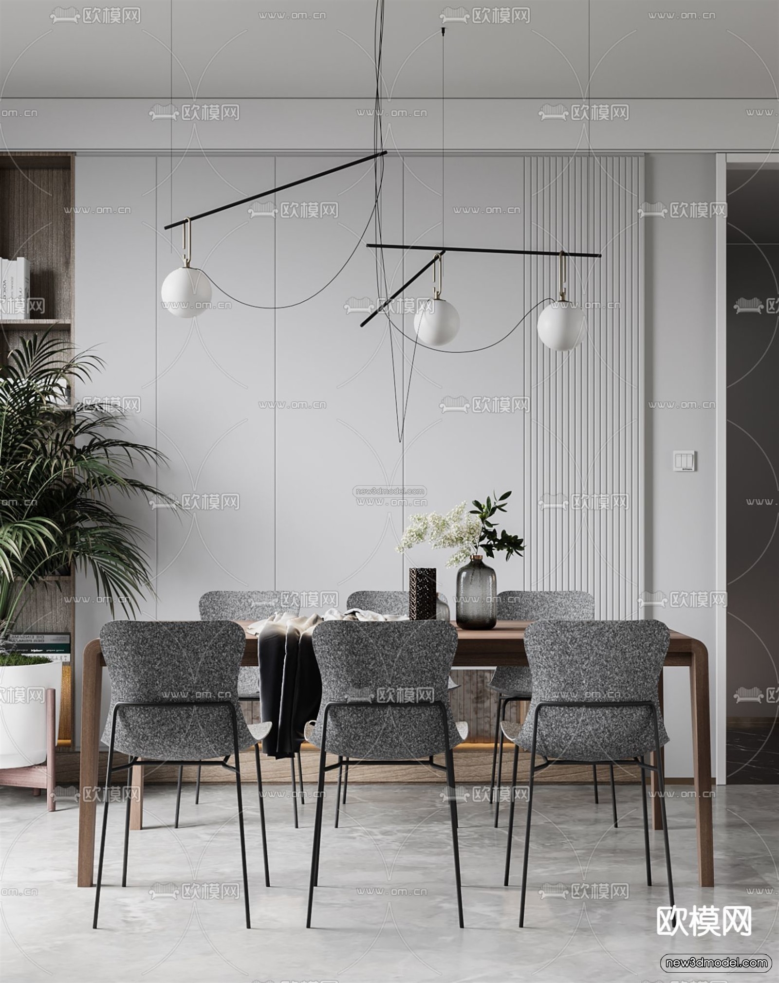 Black – White – Gray Colors Interior 3D Blocks – Living Room 3D Scene – 032 – VRAY - thumbnail 3