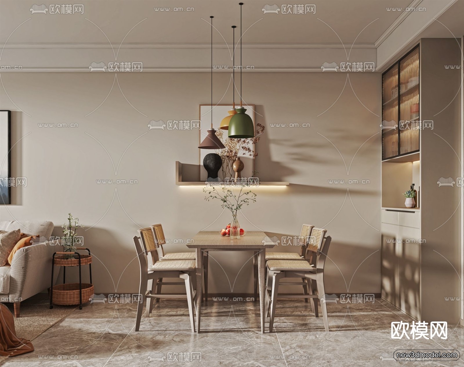 Nordic Style Interior 3D Blocks – Living Room 3D Model – 228 – VRAY - thumbnail 2