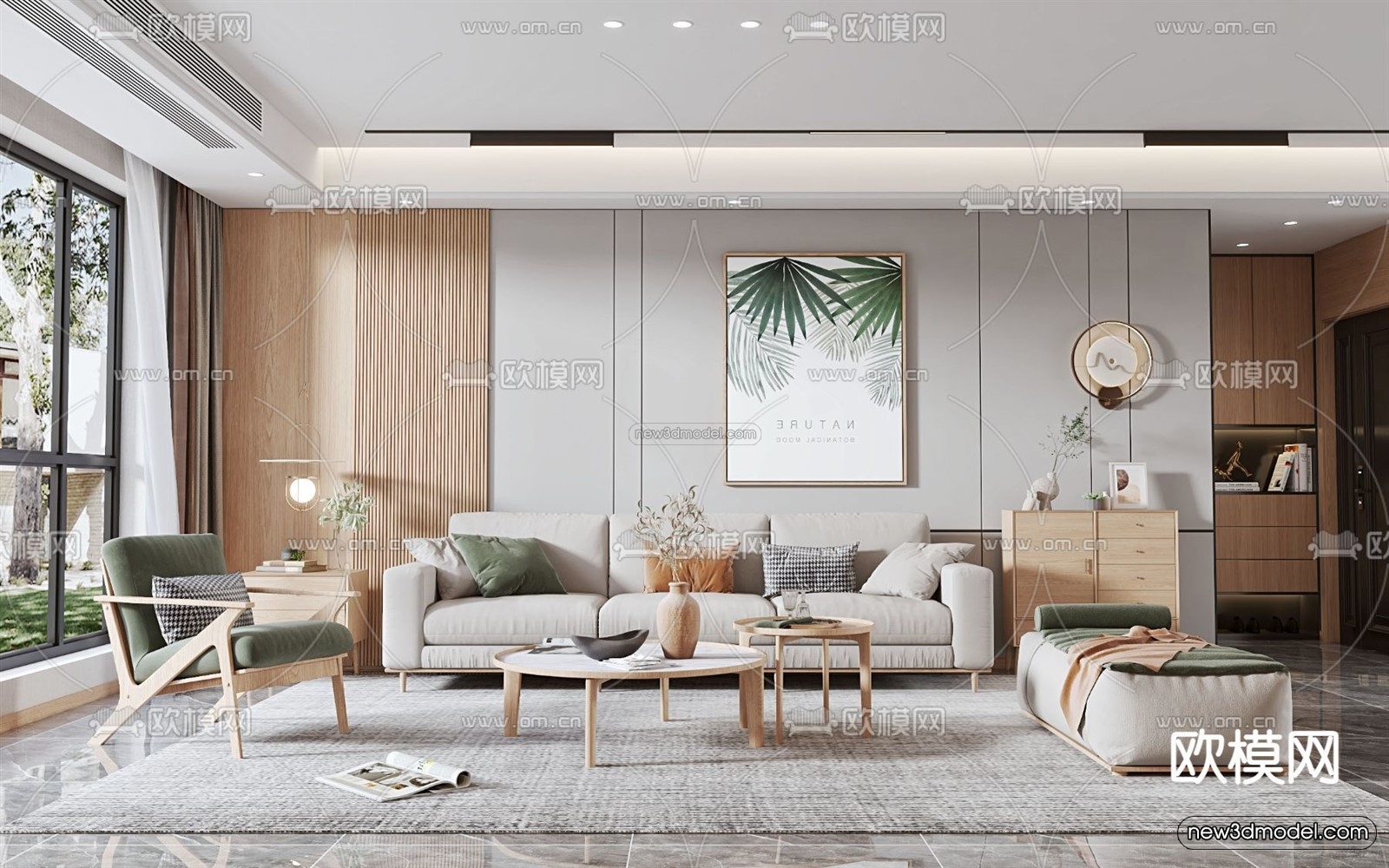 Nordic Style Interior 3D Blocks – Living Room 3D Model – 229 – VRAY - thumbnail 2