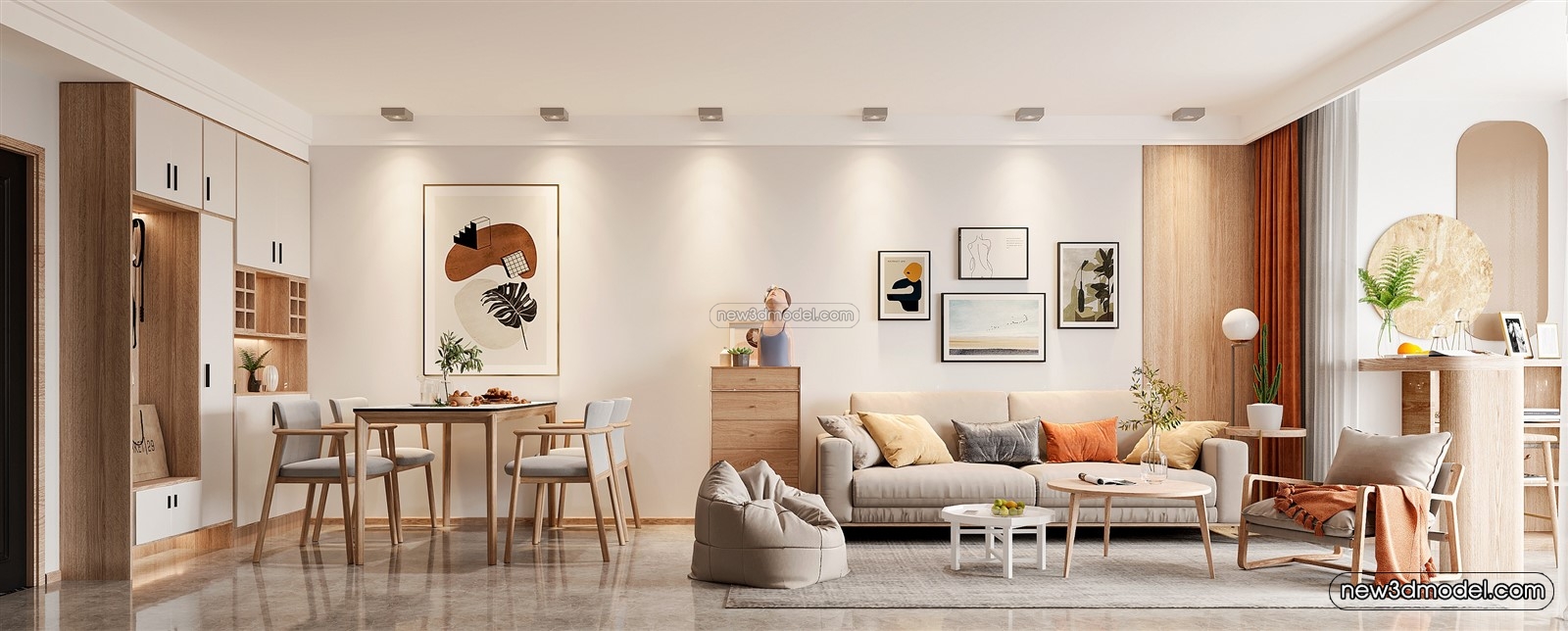 Nordic Style Interior 3D Blocks – Living Room 3D Model – 230 – VRAY - thumbnail 2