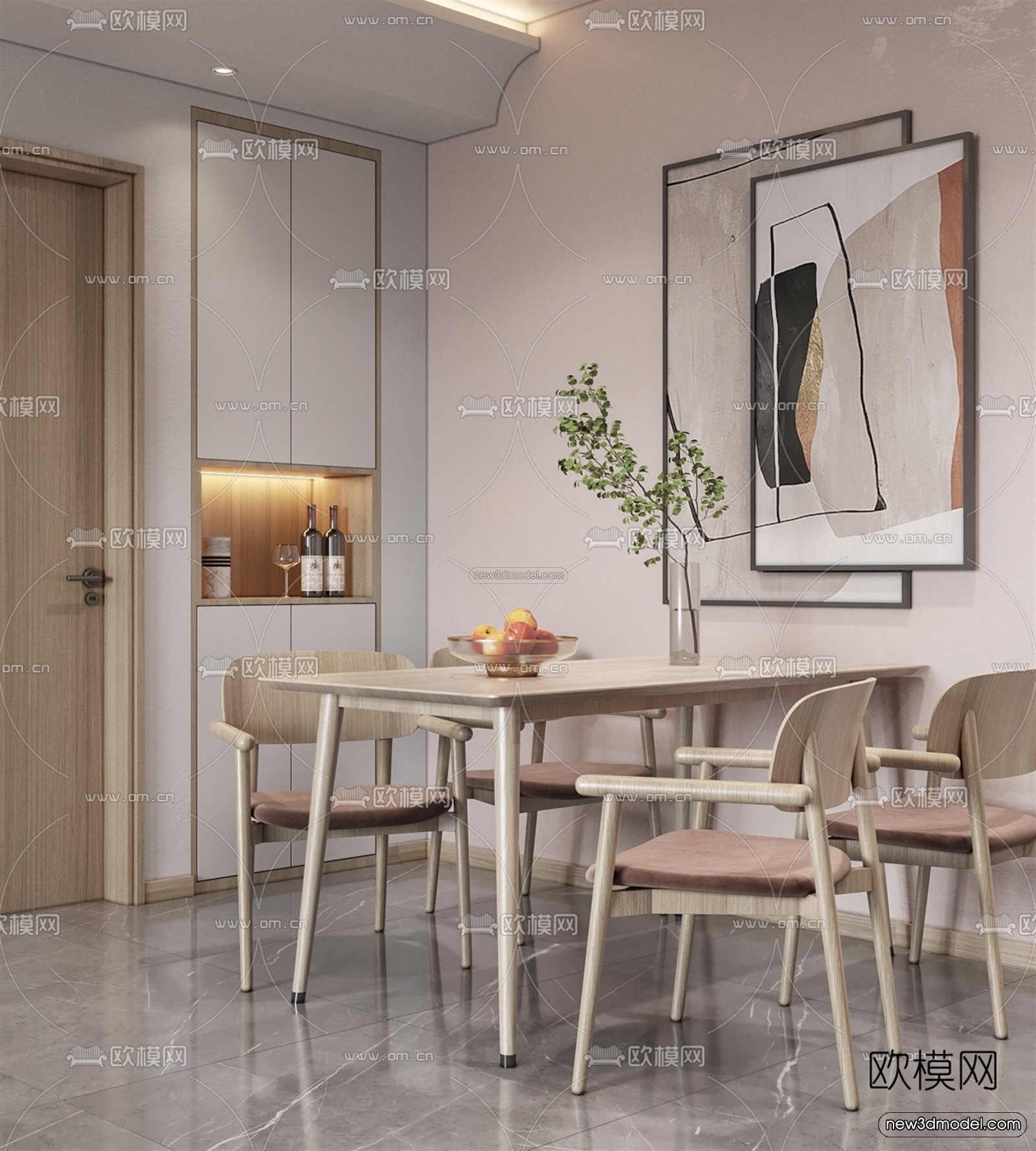 Nordic Style Interior 3D Blocks – Living Room 3D Model – 233 – VRAY - thumbnail 2