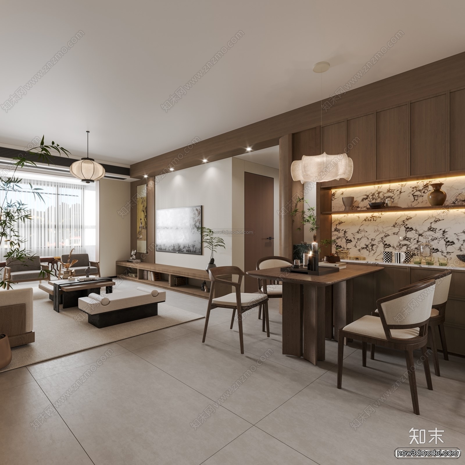 Modern Style Interior 3D Blocks and 3D Models – Living Room 3D Scene – 265 – CORONA - thumbnail 2