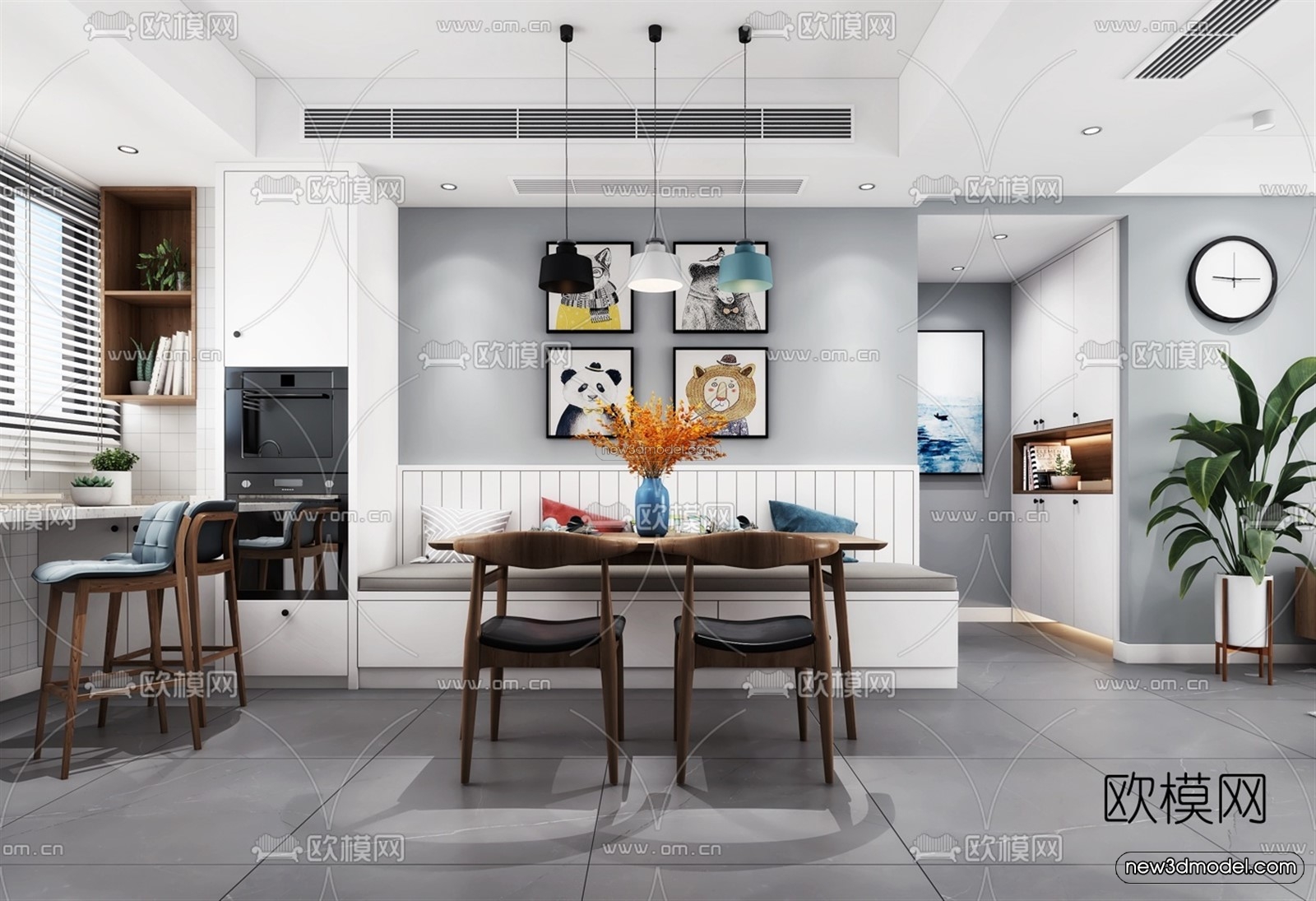 Morandi Style Interior 3D Blocks – Living Room 3D Scene – 048 – VRAY - thumbnail 4