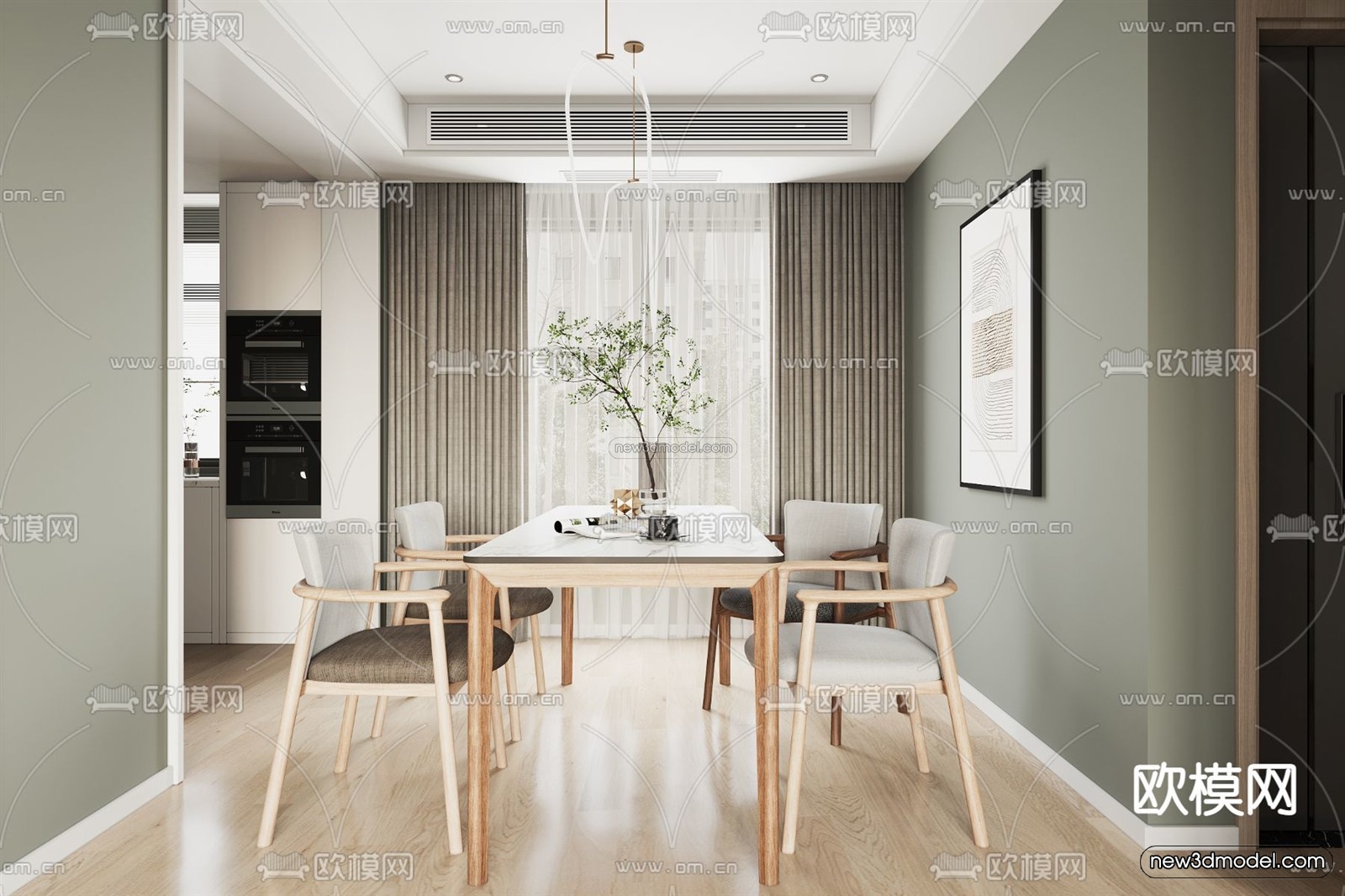 Nordic Style Interior 3D Blocks – Living Room 3D Model – 236 – VRAY - thumbnail 3