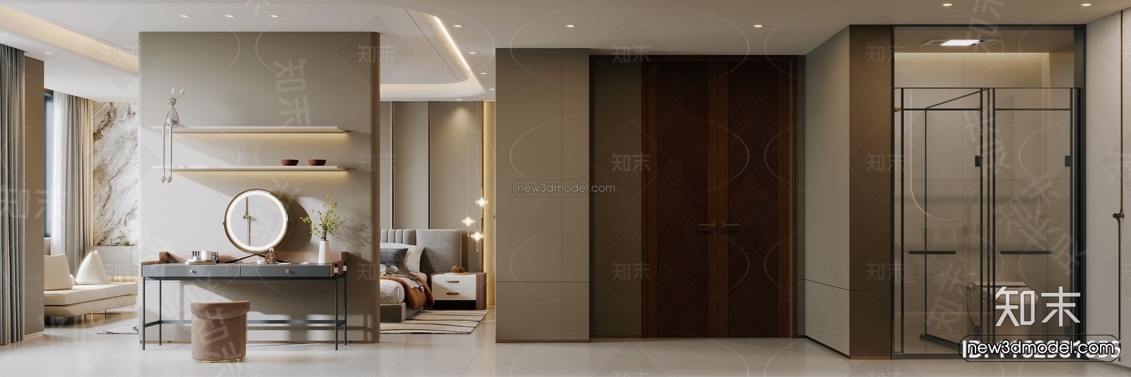 Modern Style Interior 3D Blocks and 3D Models – Bedroom 3D Scene – 571 – CORONA - thumbnail 4