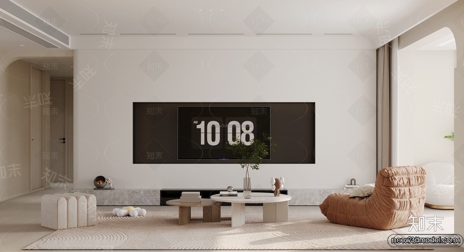 Modern Style Interior 3D Blocks and 3D Models – Living Room 3D Scene – 046 – CORONA - thumbnail 3