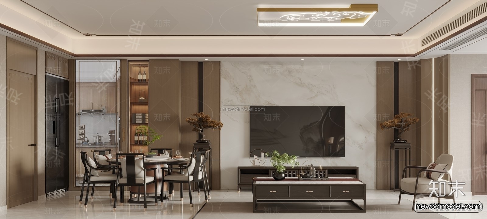 Modern Style Interior 3D Blocks and 3D Models – Living Room 3D Scene – 268 – CORONA - thumbnail 2