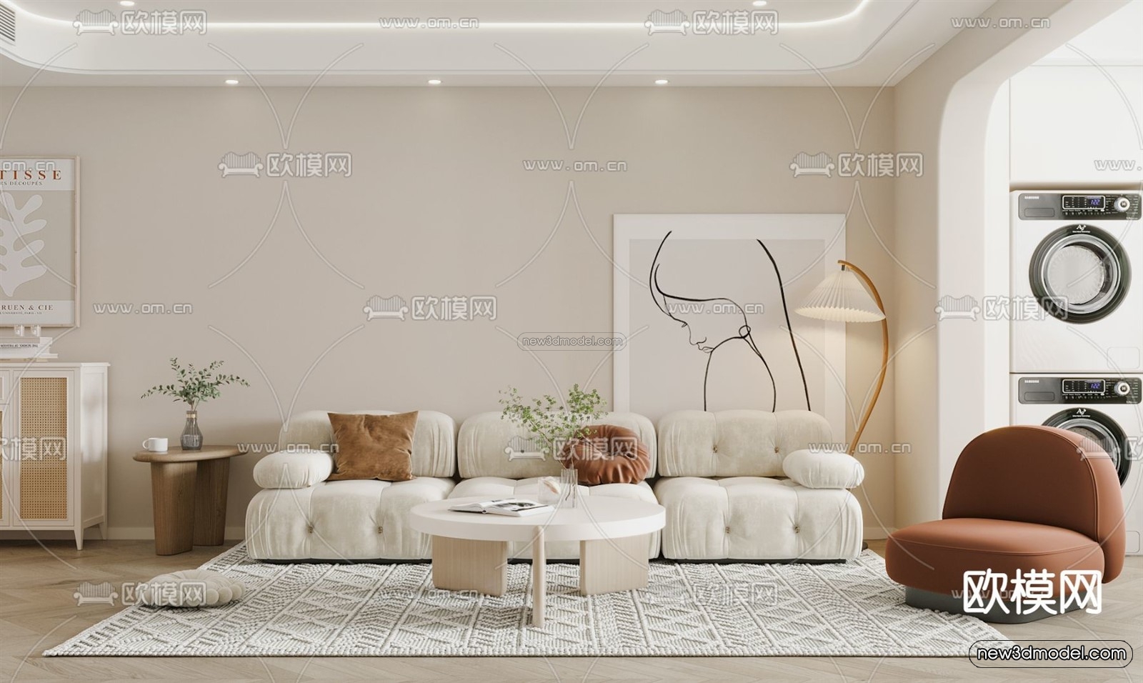 Nordic Style Interior 3D Blocks – Living Room 3D Model – 240 – VRAY - thumbnail 5