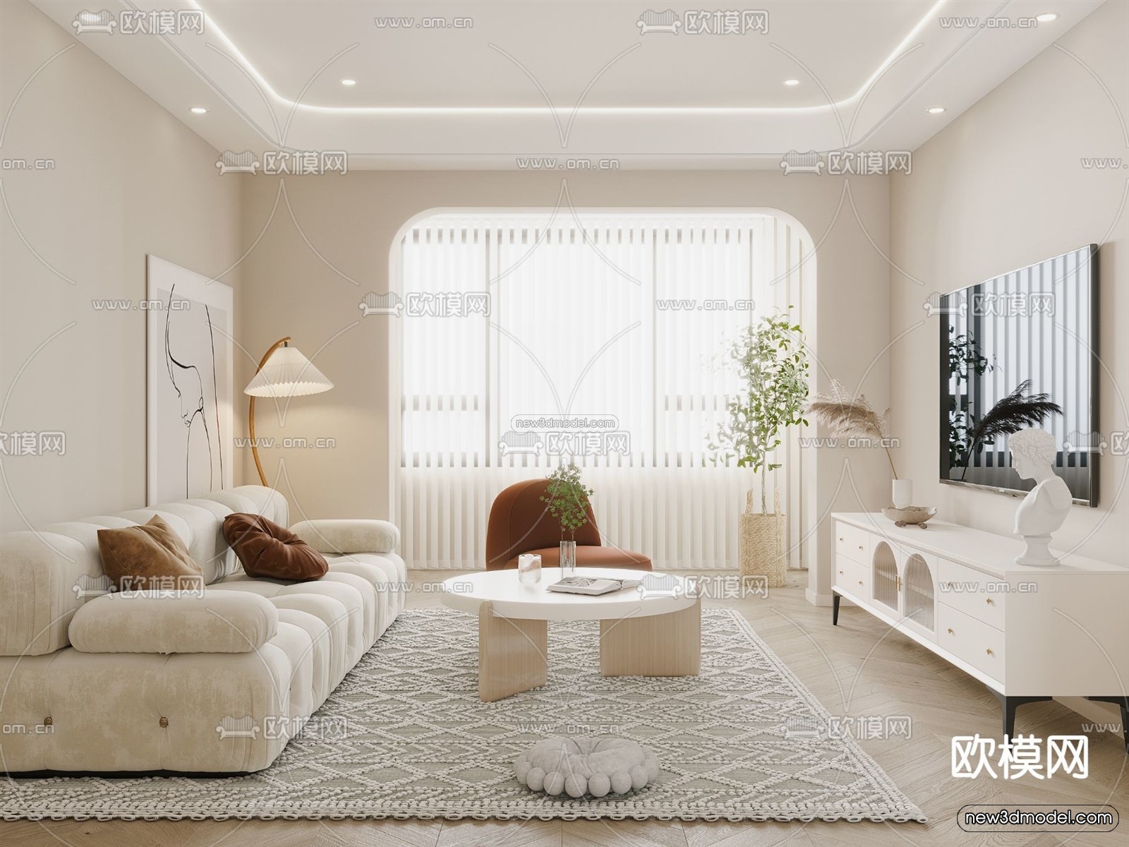 Nordic Style Interior 3D Blocks – Living Room 3D Model – 240 – VRAY - thumbnail 4