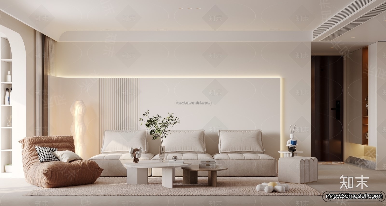 Modern Style Interior 3D Blocks and 3D Models – Living Room 3D Scene – 046 – CORONA - thumbnail 4
