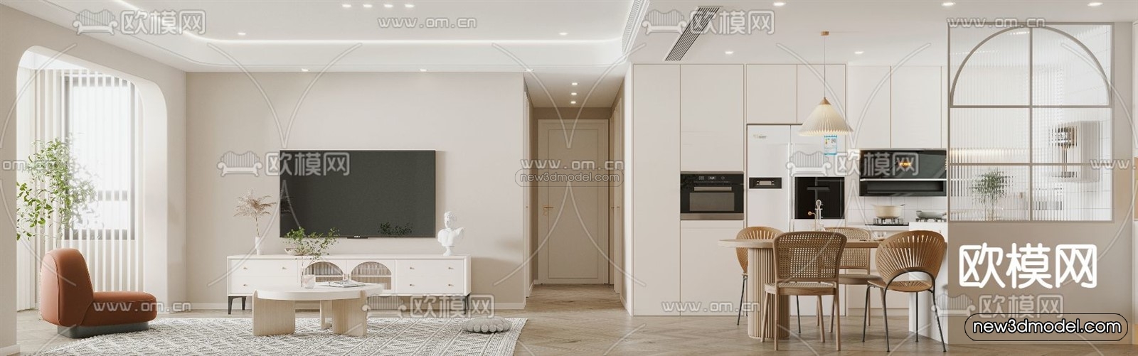 Nordic Style Interior 3D Blocks – Living Room 3D Model – 240 – VRAY - thumbnail 2