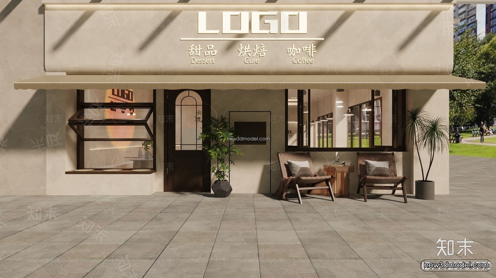 Restaurant and Fastfood 3D Scene – 3D Blocks – 123 – VRAY - thumbnail 2