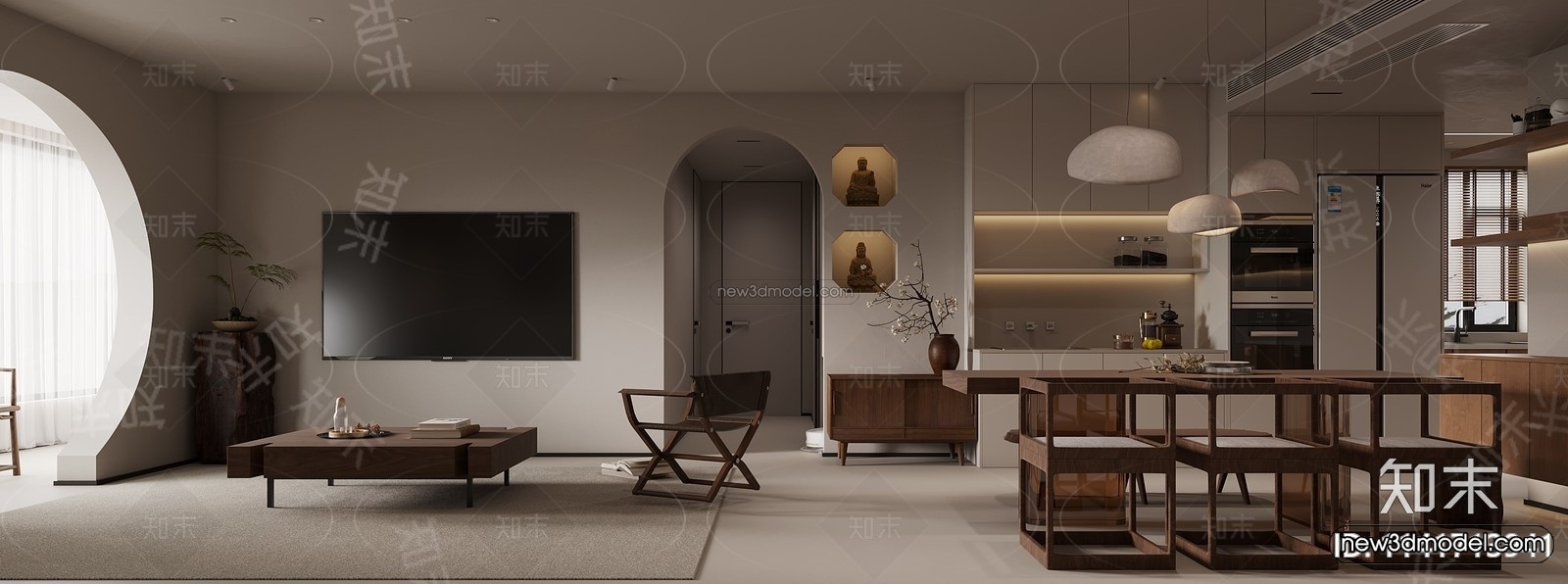 Modern Style Interior 3D Blocks and 3D Models – Living Room 3D Scene – 269 – CORONA - thumbnail 2