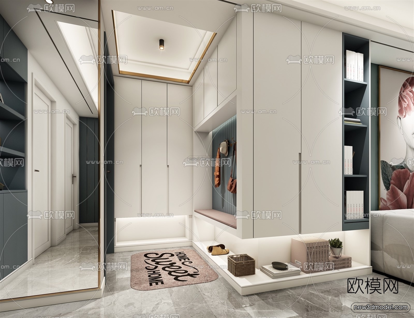 Morandi Style Interior 3D Blocks – Living Room 3D Scene – 049 – VRAY - thumbnail 4