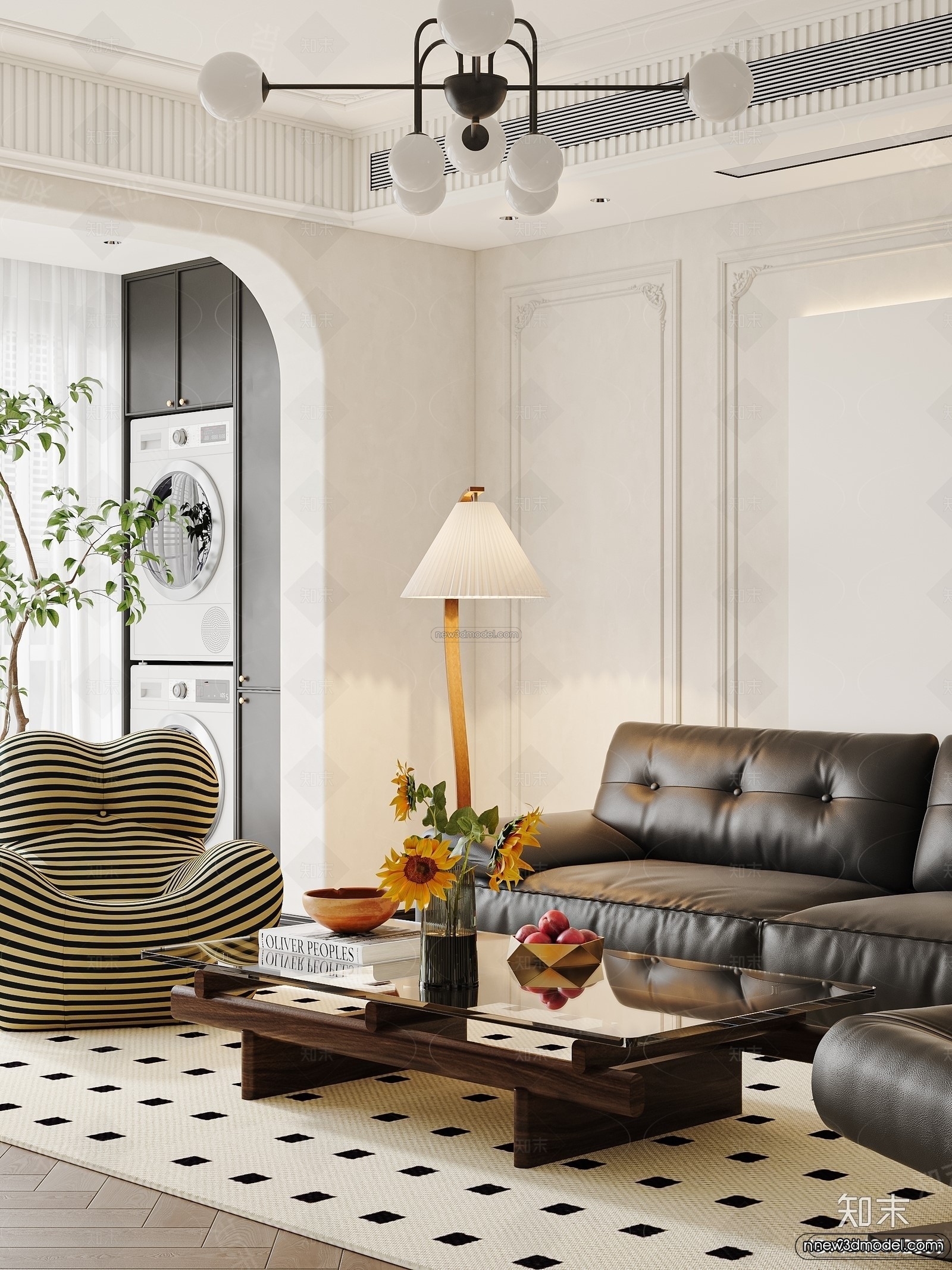 Modern Style Interior 3D Blocks and 3D Models – Living Room 3D Scene – 162 – CORONA - thumbnail 2