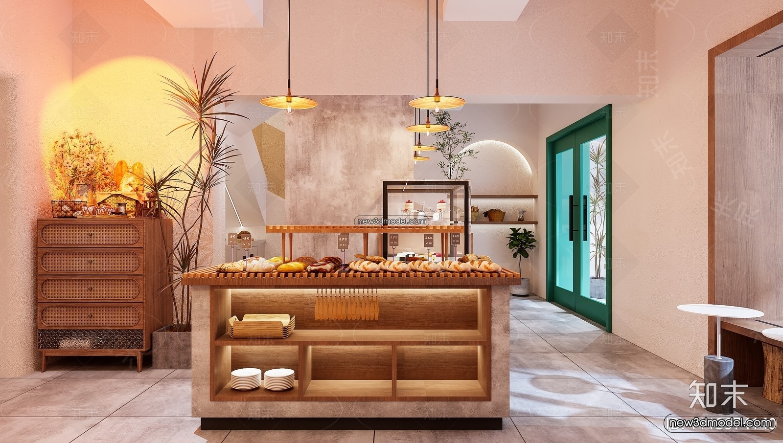 Restaurant and Fastfood 3D Scene – 3D Blocks – 126 – VRAY - thumbnail 2