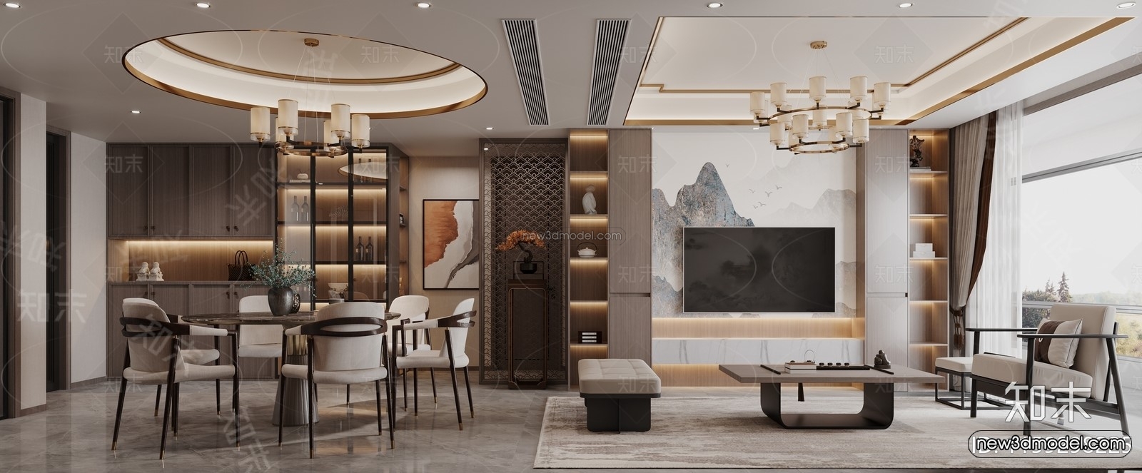 Modern Style Interior 3D Blocks and 3D Models – Living Room 3D Scene – 270 – CORONA - thumbnail 2
