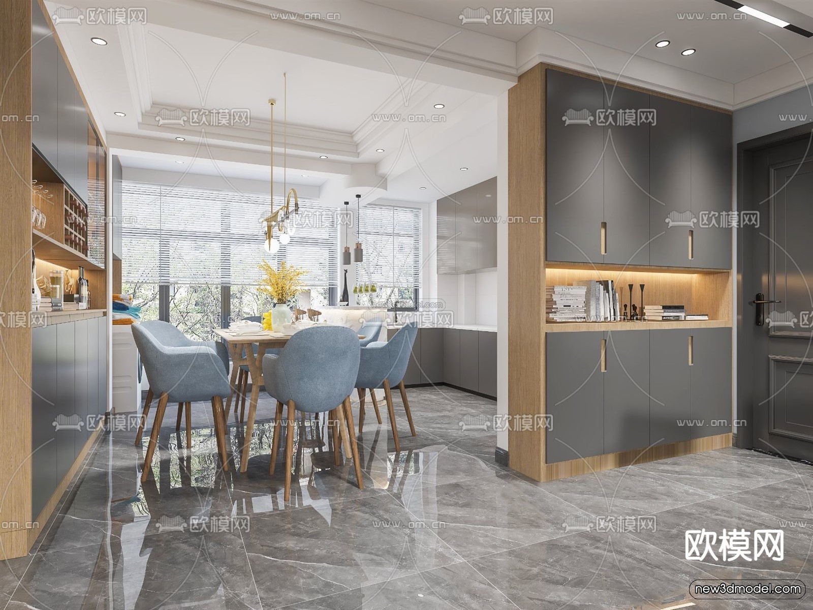 Nordic Style Interior 3D Blocks – Living Room 3D Model – 242 – VRAY - thumbnail 4