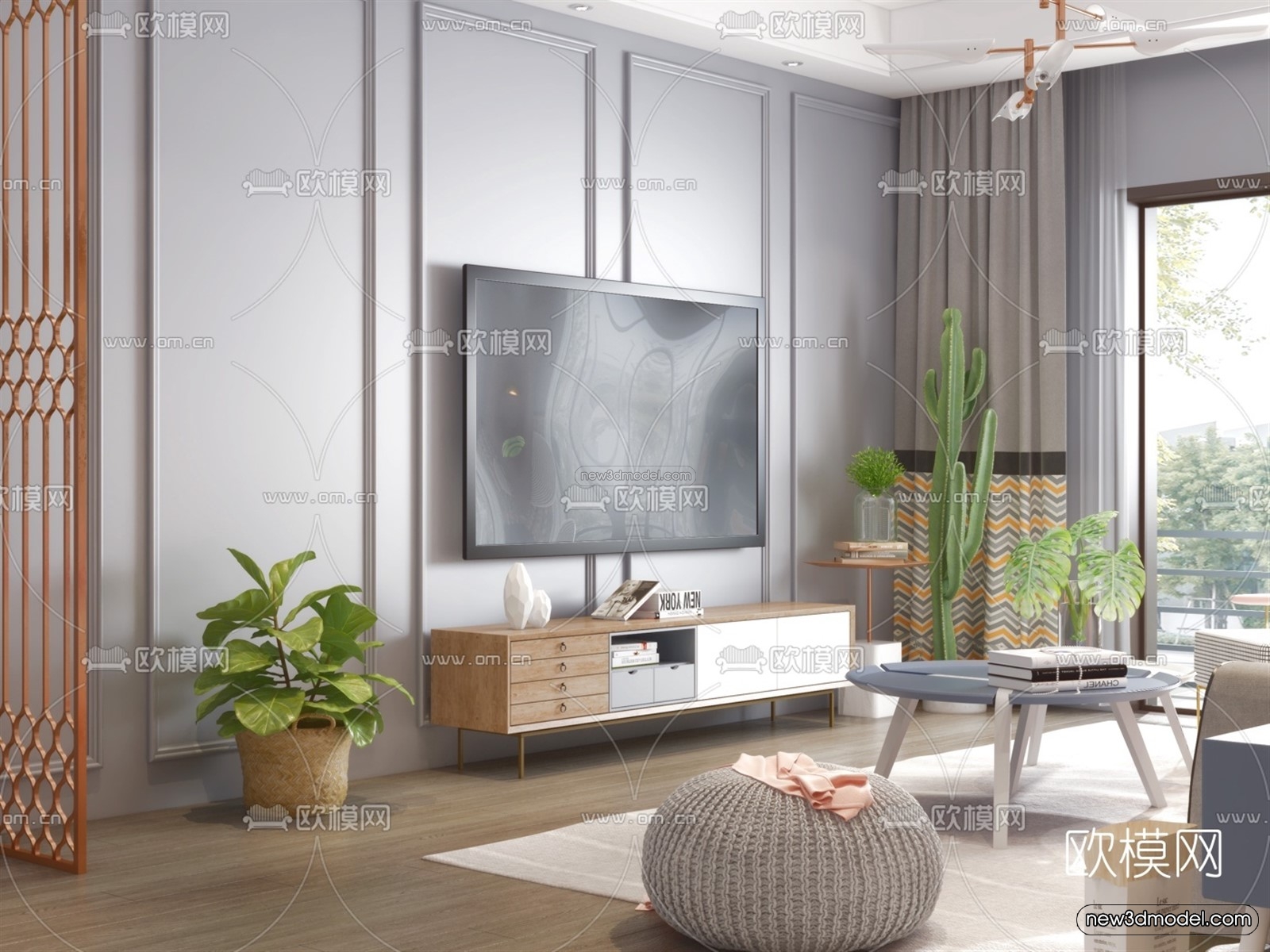 Nordic Style Interior 3D Blocks – Living Room 3D Model – 164 – VRAY - thumbnail 3