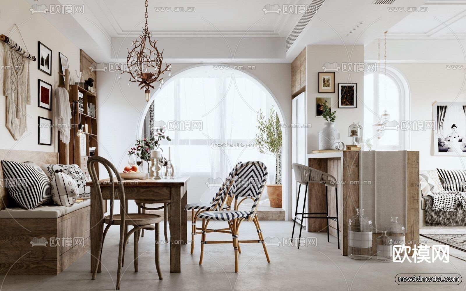 Nordic Style Interior 3D Blocks – Living Room 3D Model – 243 – VRAY - thumbnail 3