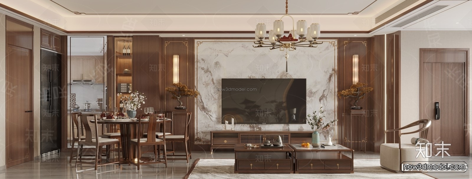 Modern Style Interior 3D Blocks and 3D Models – Living Room 3D Scene – 273 – CORONA - thumbnail 2