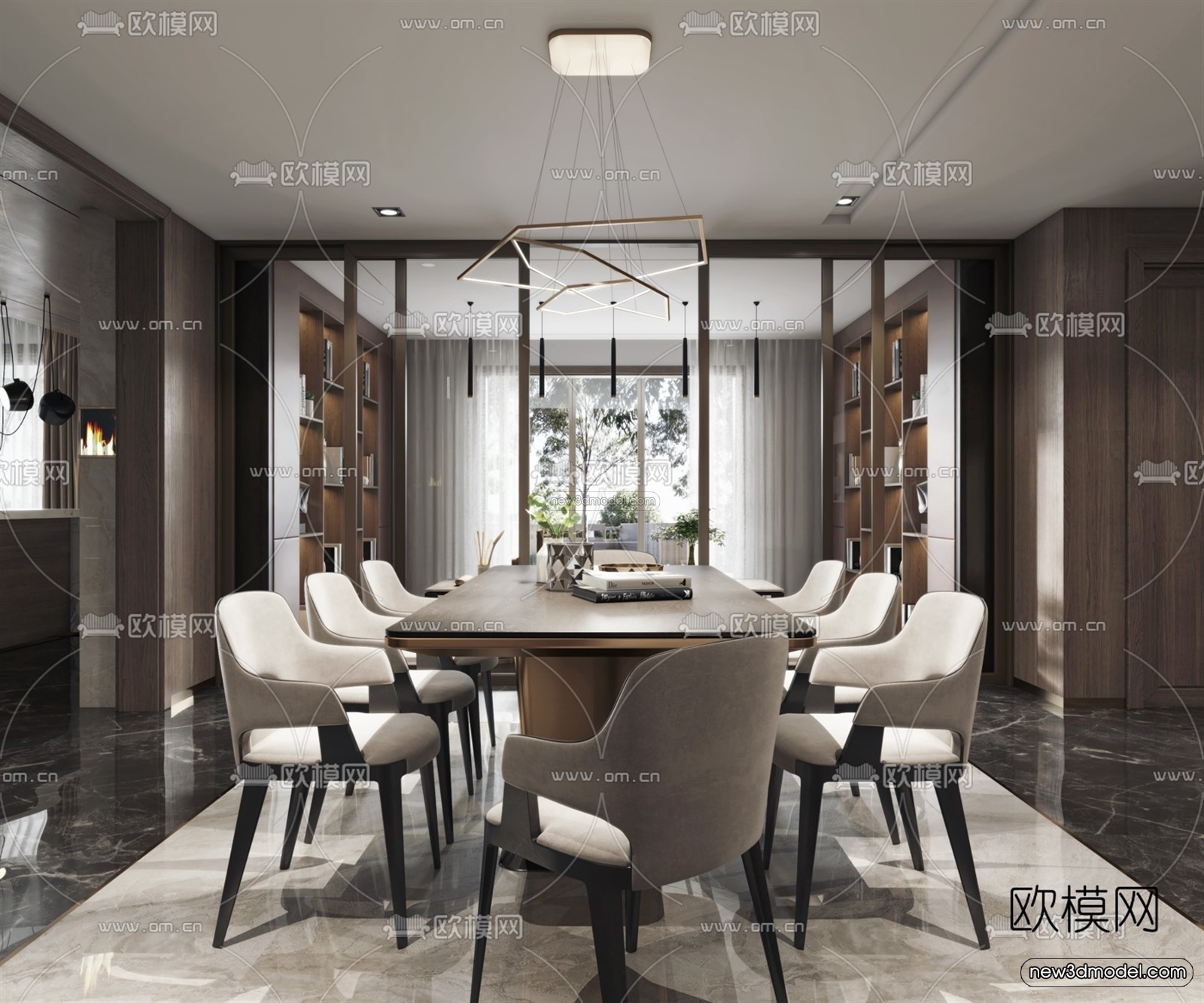 Black – White – Gray Colors Interior 3D Blocks – Living Room 3D Scene – 035 – VRAY - thumbnail 2