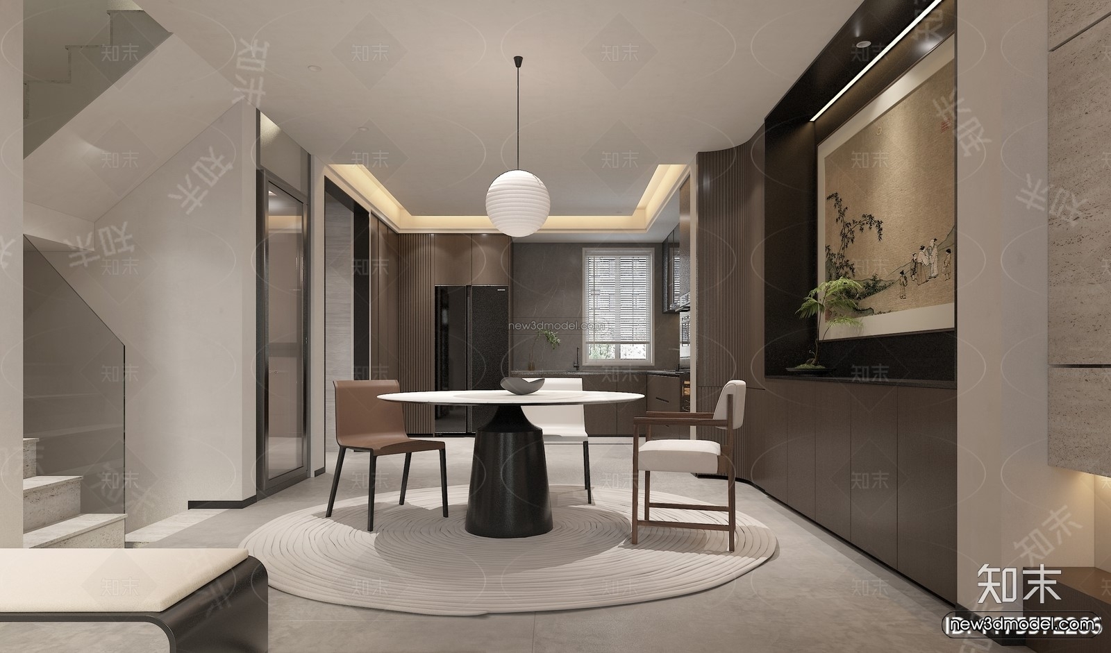 Modern Style Interior 3D Blocks and 3D Models – Living Room 3D Scene – 049 – CORONA - thumbnail 4