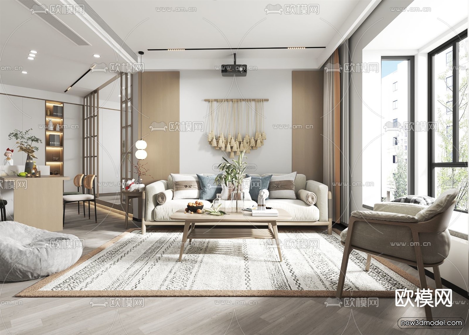 Nordic Style Interior 3D Blocks – Living Room 3D Model – 247 – VRAY - thumbnail 5