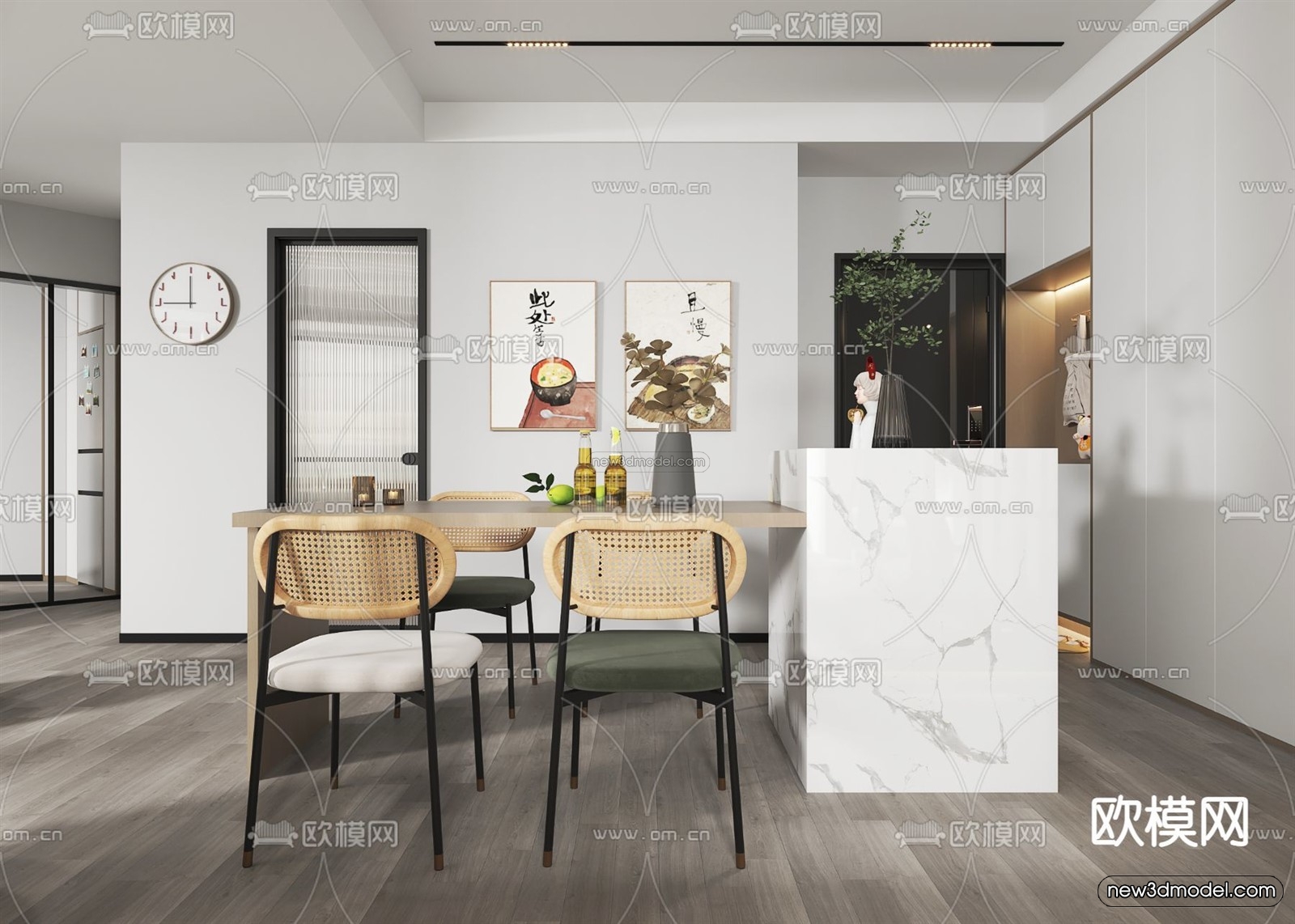 Nordic Style Interior 3D Blocks – Living Room 3D Model – 247 – VRAY - thumbnail 4