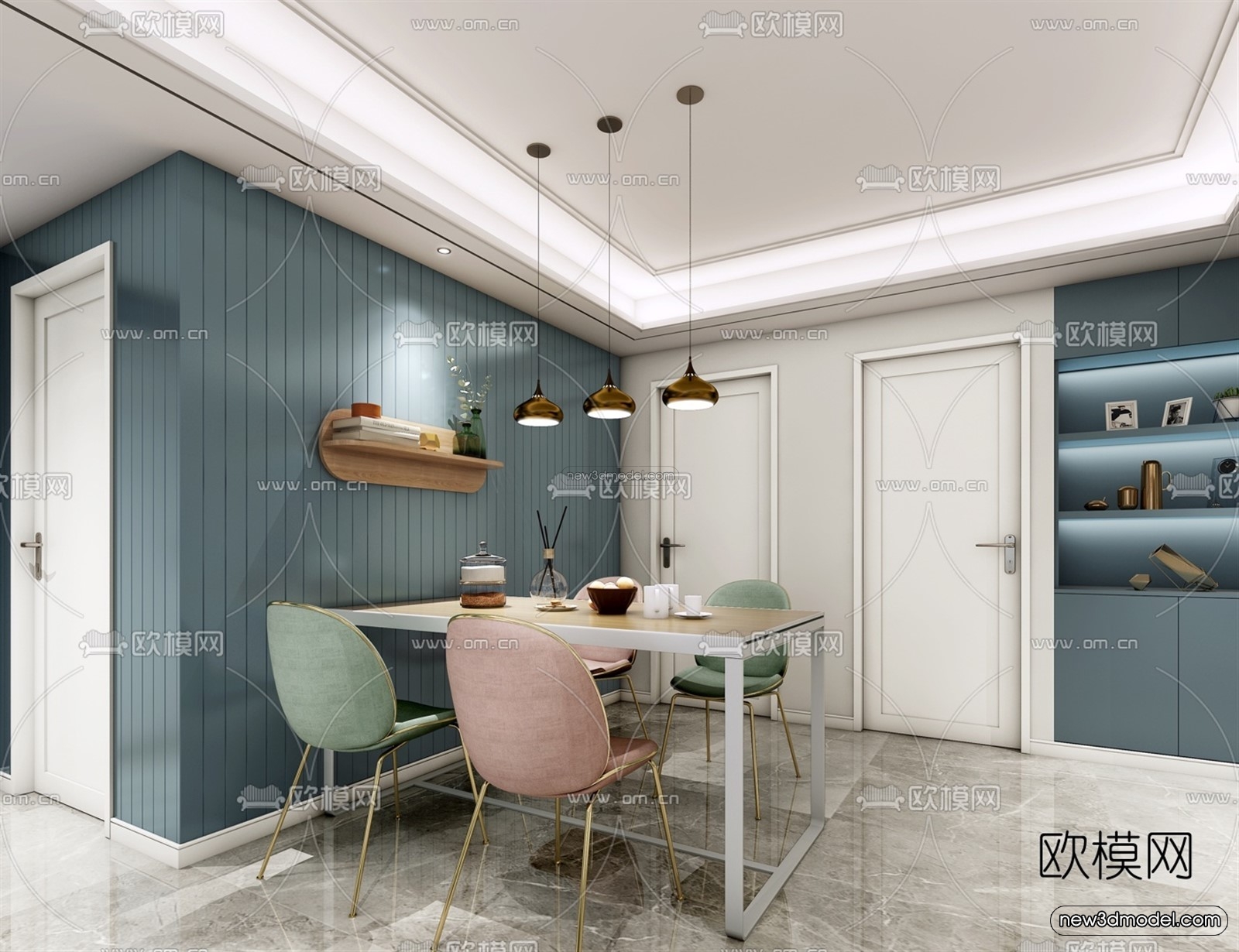 Morandi Style Interior 3D Blocks – Living Room 3D Scene – 049 – VRAY - thumbnail 3