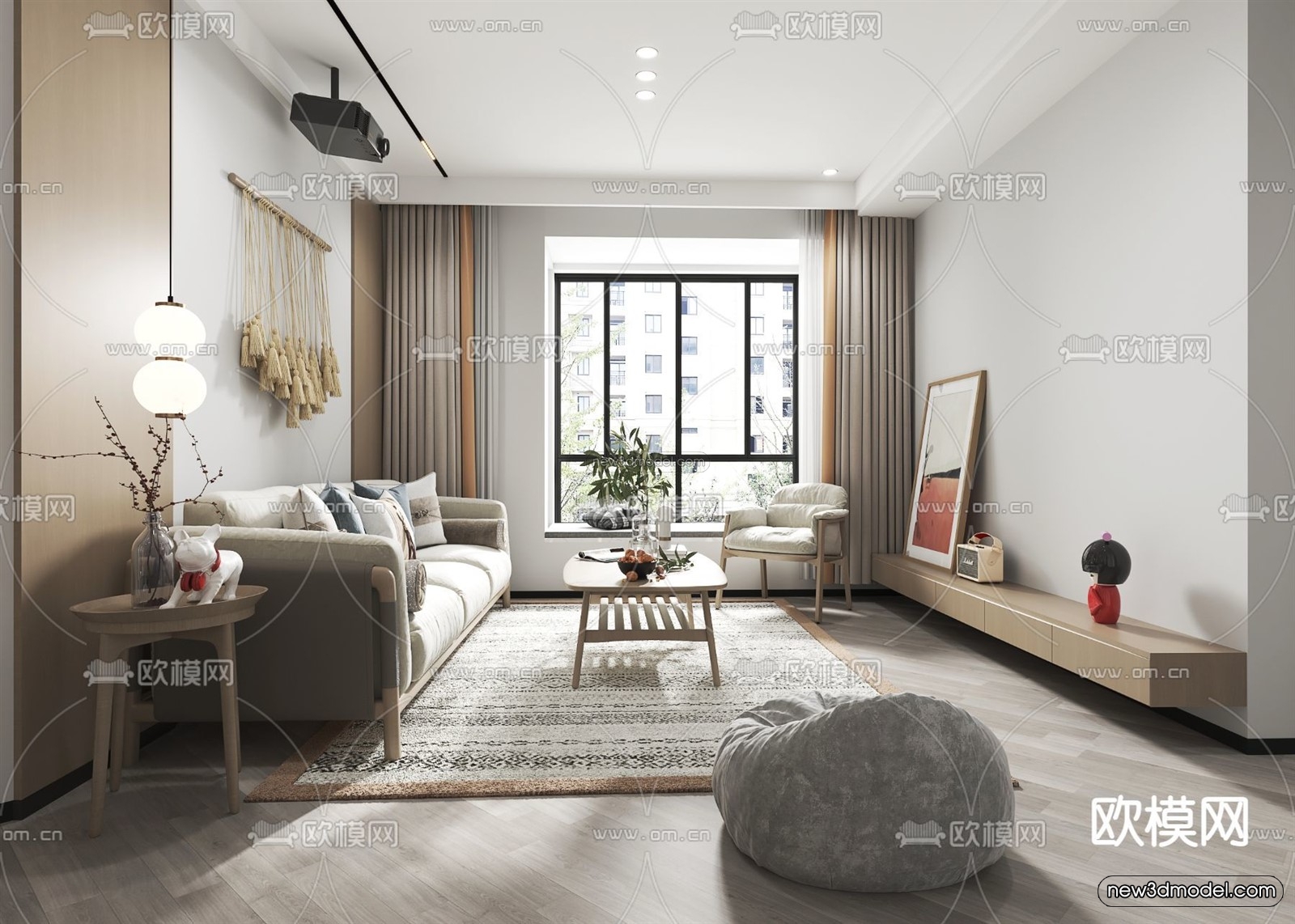 Nordic Style Interior 3D Blocks – Living Room 3D Model – 247 – VRAY - thumbnail 3