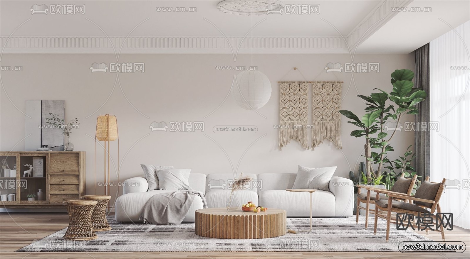 Nordic Style Interior 3D Blocks – Living Room 3D Model – 250 – VRAY - thumbnail 3