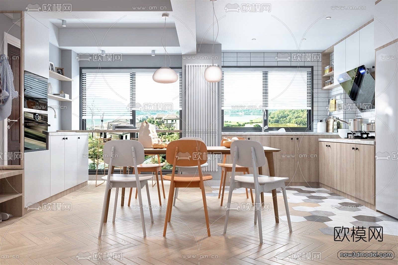 Nordic Style Interior 3D Blocks – Living Room 3D Model – 170 – VRAY - thumbnail 3