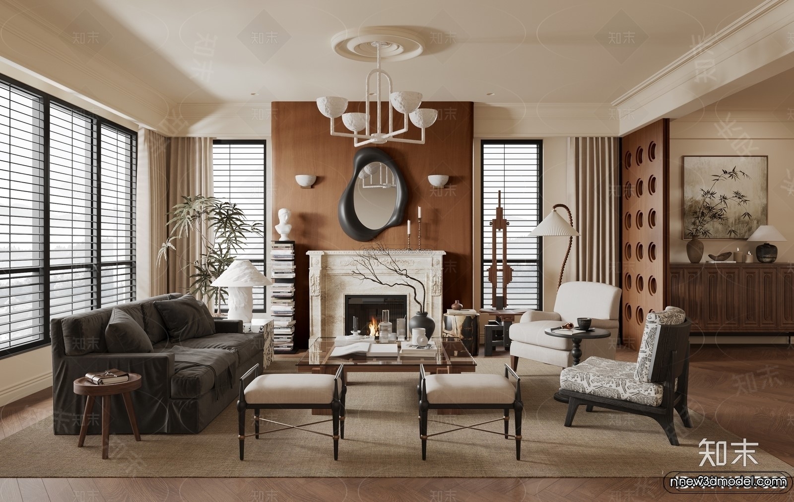 Modern Style Interior 3D Blocks and 3D Models – Living Room 3D Scene – 275 – CORONA - thumbnail 2