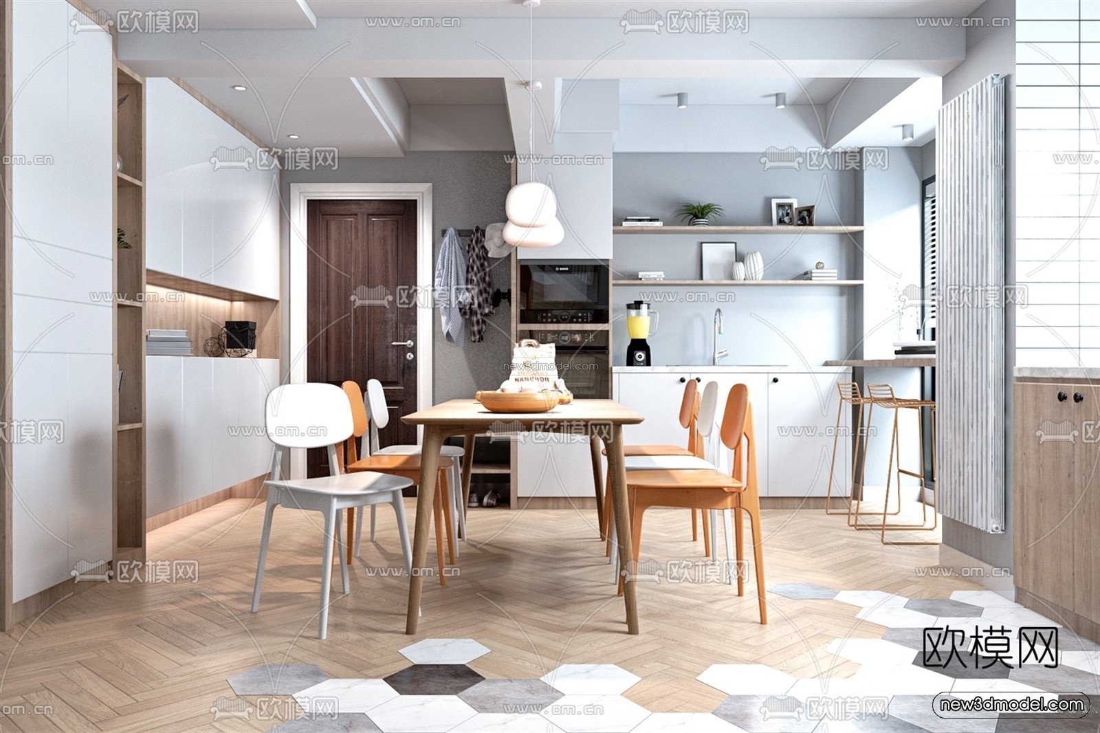 Nordic Style Interior 3D Blocks – Living Room 3D Model – 170 – VRAY - thumbnail 2