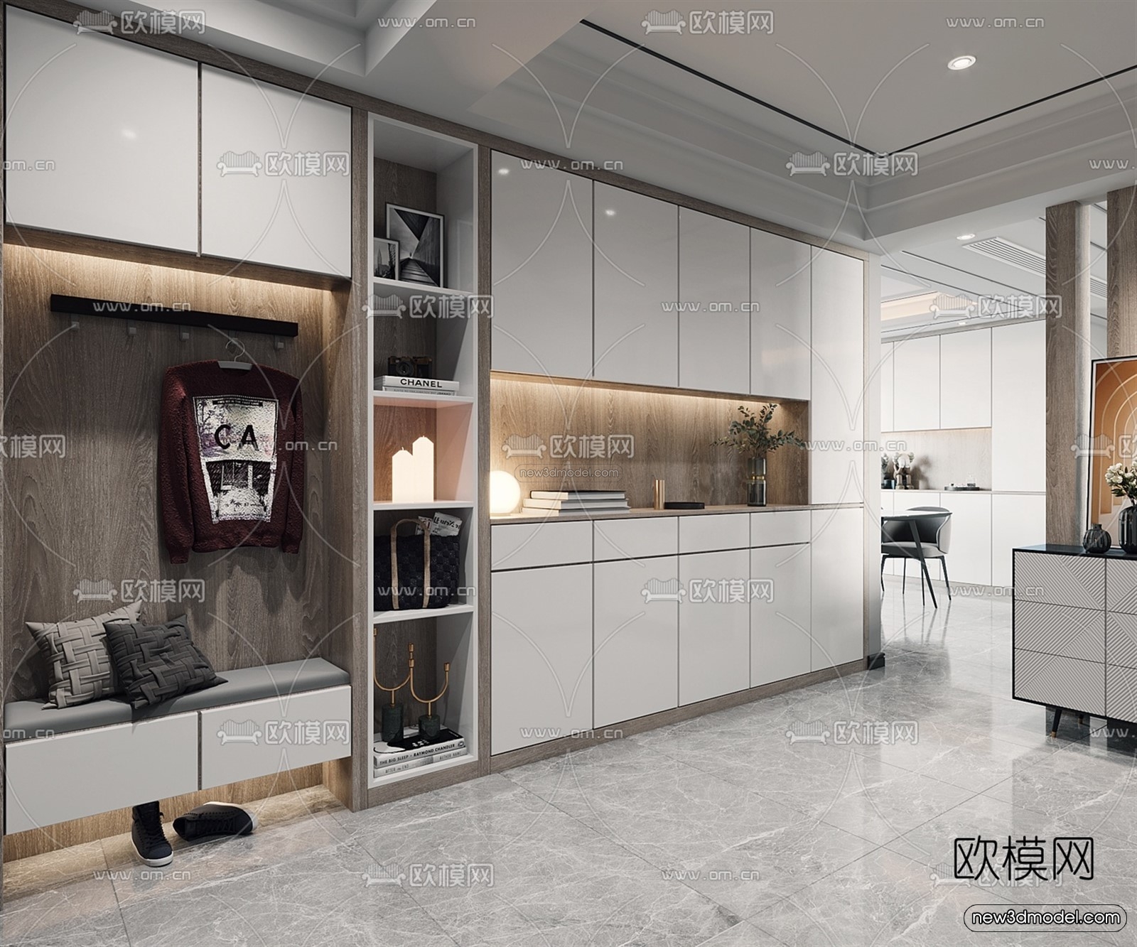 Black – White – Gray Colors Interior 3D Blocks – Living Room 3D Scene – 038 – VRAY - thumbnail 4