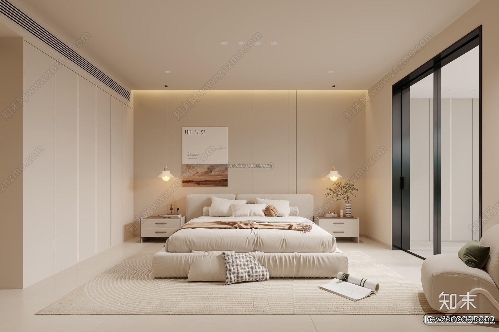 Modern Style Interior 3D Blocks and 3D Models – Bedroom 3D Scene – 582 – CORONA - thumbnail 3