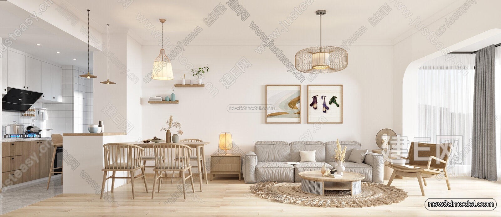 Modern Style Interior 3D Blocks and 3D Models – Living Room 3D Scene – 276 – CORONA - thumbnail 2